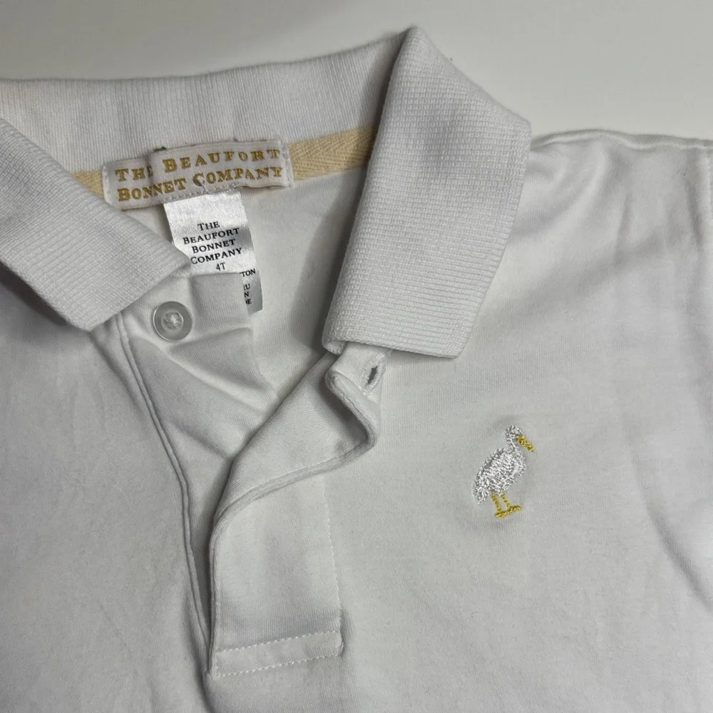 The Beaufort Bonnet Company  Classic White pima Polo Shirt for boys 4T - Picture 2 of 5